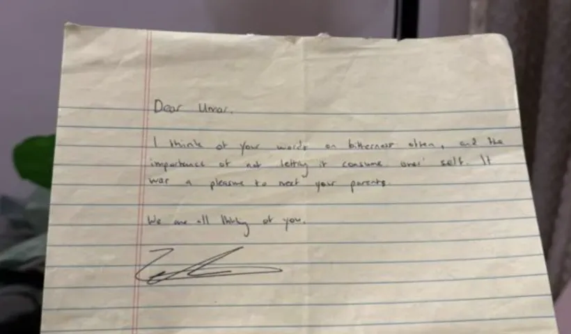 New York City mayor Zohran Mamdani has sent a handwritten note to jailed activist Umar Khalid. (Photo: X/ @banojyotsna)